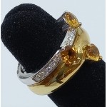 Alfieri St John - 18k  White Gold Diamond,  Citrine,   Ring